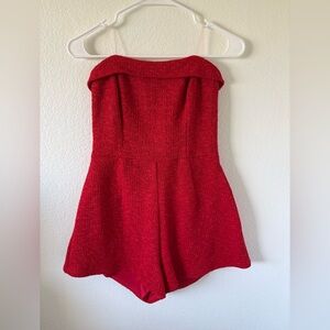 Altar'd State Red Strapless Shimmer Romper